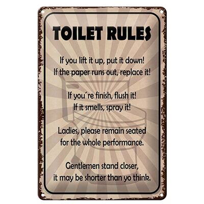 Blechschild Spruch 20x30cm toilet rules if you lift it up