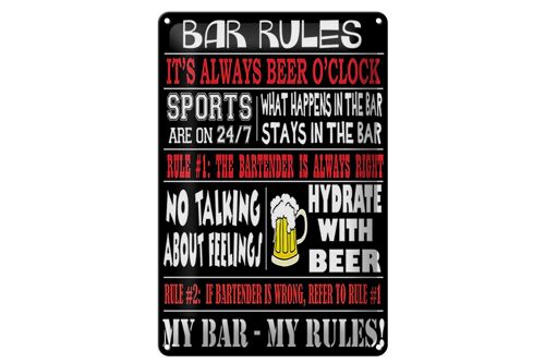 Blechschild Spruch 20x30cm Bar rules Bier my bar my rules