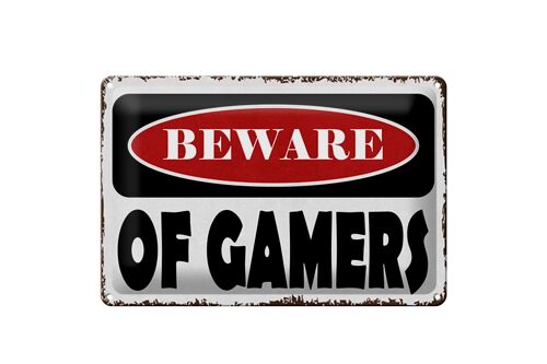 Blechschild Spruch 30x20cm beware of gamers