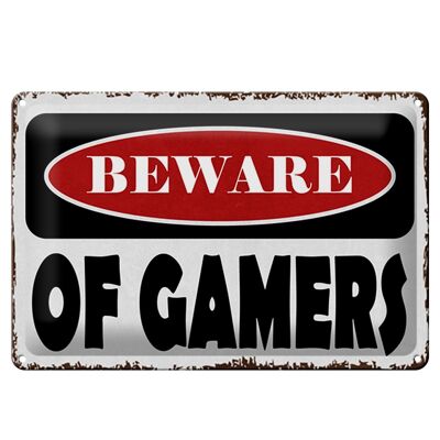 Blechschild Spruch 30x20cm beware of gamers