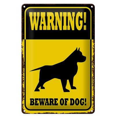 Letrero de chapa que dice 20x30cm perro Advertencia, cuidado con el perro