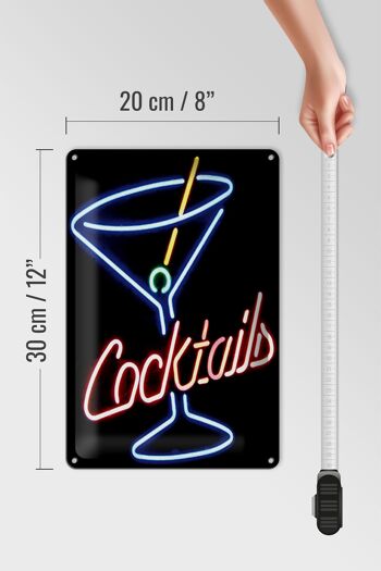 Plaque en tôle 20x30cm Cocktails Néon Paille 4
