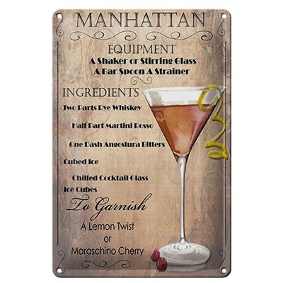 Metal sign 20x30cm Manhattan Equipment ingredients