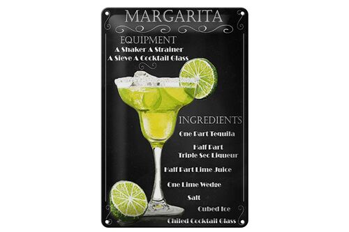 Blechschild 20x30cm Margarita Equipment ingredients