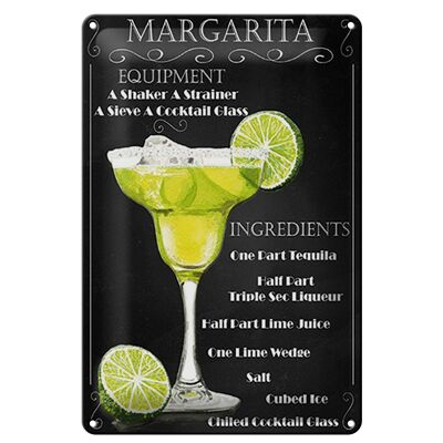 Blechschild 20x30cm Margarita Equipment ingredients