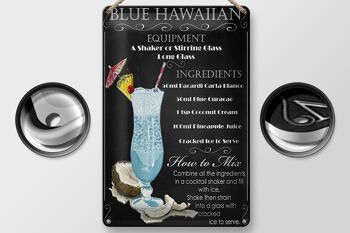 Plaque en tôle 20x30cm bleue ingrédients hawaïens 2
