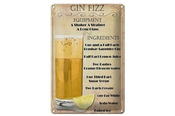 Plaque en tôle 20x30cm Gin Fizz Equipment décoration beige 1