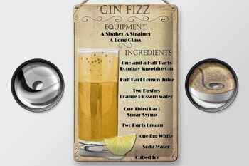 Plaque en tôle 20x30cm Gin Fizz Equipment décoration beige 2