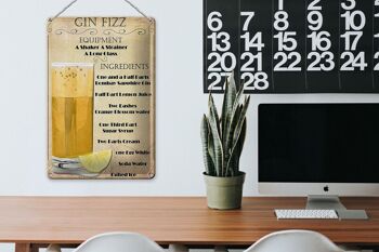 Plaque en tôle 20x30cm Gin Fizz Equipment décoration beige 3