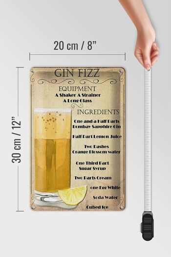 Plaque en tôle 20x30cm Gin Fizz Equipment décoration beige 4