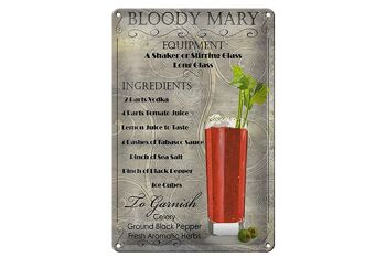 Plaque en tôle 20x30cm ingrédient cocktail bloody mary 1
