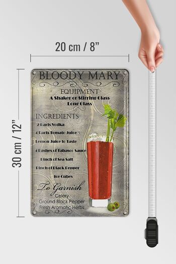 Plaque en tôle 20x30cm ingrédient cocktail bloody mary 4