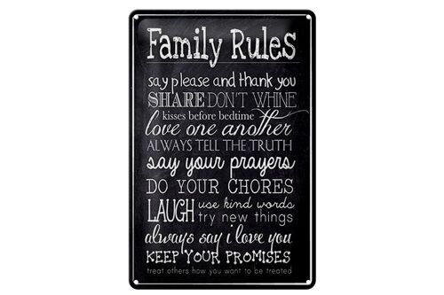 Blechschild Spruch 20x30cm Family Rules say please