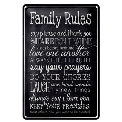 Blechschild Spruch 20x30cm Family Rules say please