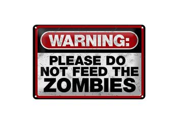 Panneau en étain disant 30x20cm, avertissement, veuillez ne pas faire de zombies 1