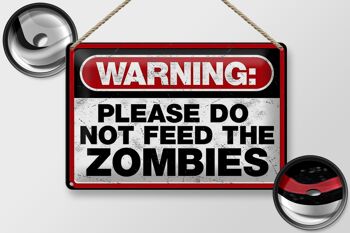 Panneau en étain disant 30x20cm, avertissement, veuillez ne pas faire de zombies 2