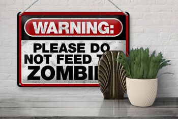 Panneau en étain disant 30x20cm, avertissement, veuillez ne pas faire de zombies 3