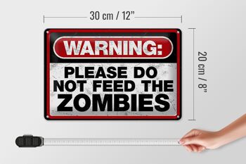 Panneau en étain disant 30x20cm, avertissement, veuillez ne pas faire de zombies 4