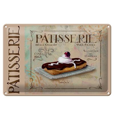Targa in metallo con scritta "Torta eclair Patisserie Paris" 30x20 cm