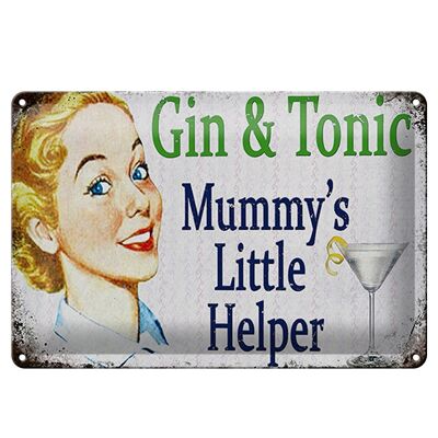 Plaque en étain disant 30x20cm Gin Tonic La petite aide de maman