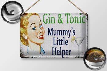 Plaque en étain disant 30x20cm Gin Tonic La petite aide de maman 2