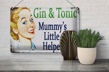 Plaque en étain disant 30x20cm Gin Tonic La petite aide de maman 3