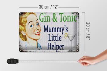 Plaque en étain disant 30x20cm Gin Tonic La petite aide de maman 4