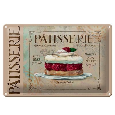 Targa in metallo con scritta "Patisserie Paris Tartes Cake" 30x20 cm