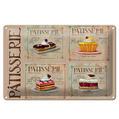 Cartel de chapa que dice 30x20cm Patisserie Cake Type Bakery