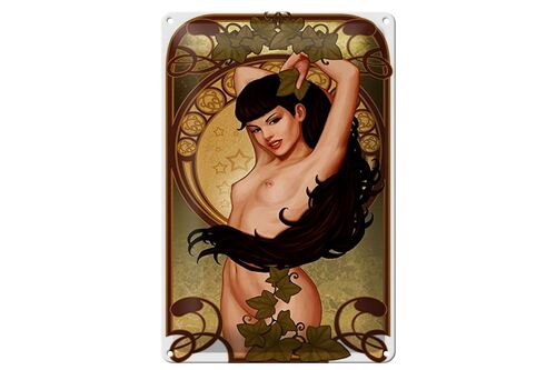 Blechschild Pin up 20x30cm sexy Frau Girl Efeu Piercing