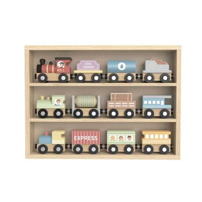 Wooden trains Set pastel 12 pcs