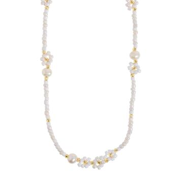 Elsa - Collier Fleur et Perles Perles Blanches 1