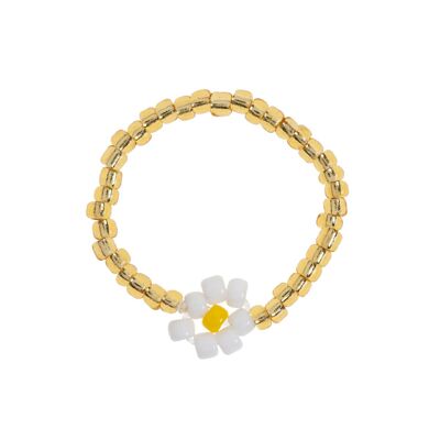 Lisa - Anello con perline floreali in oro