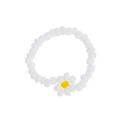 Lisa - Anello con perline bianche a forma di fiore