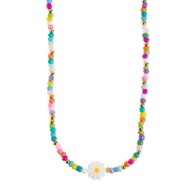 Tove - Collier d'été avec perles colorées et fleurs de marguerite