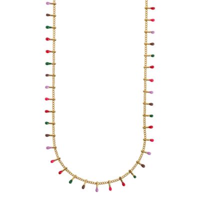 Sasha - Mehrfarbige Emaille-Halskette aus Edelstahl