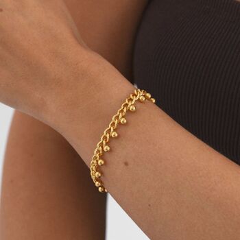 Safran - Bracelet à maillons en perles orientales en acier inoxydable 2