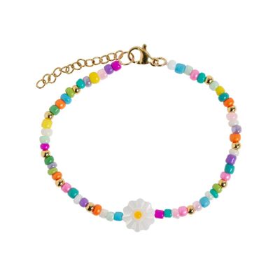 Tove - Bracelet d'été en perles colorées avec fleur de marguerite