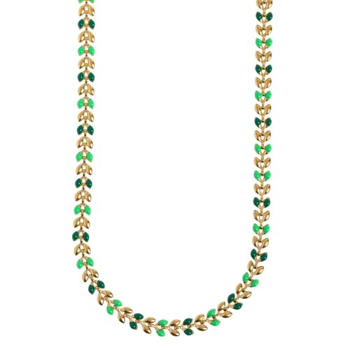 Fleur - Enamel Wheat Chain Necklace Stainless Seel