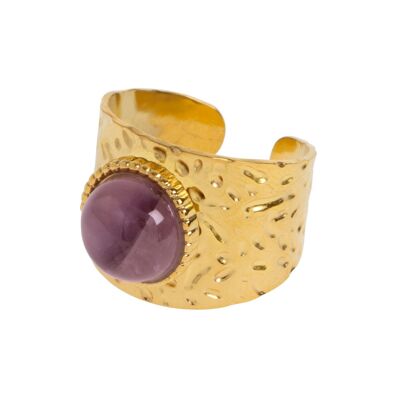 Eshma - Anello con pietra vintage in acciaio inossidabile