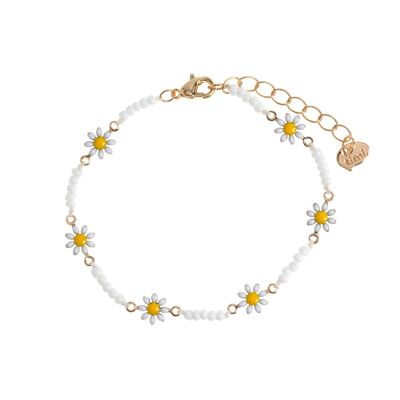 Astrid - Bracelet en émail marguerite fleur