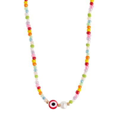 Suzy - Halskette mit bunten Perlen und bösem Blick