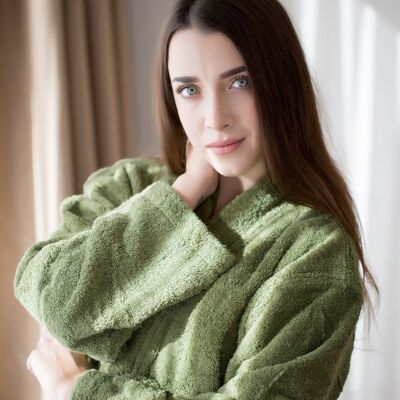 FB41-28 | Terry cloth bathrobe - olive green