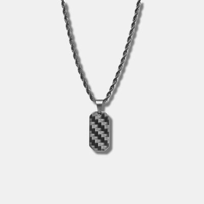 Carbon Fiber Mini Dog Tag Necklace