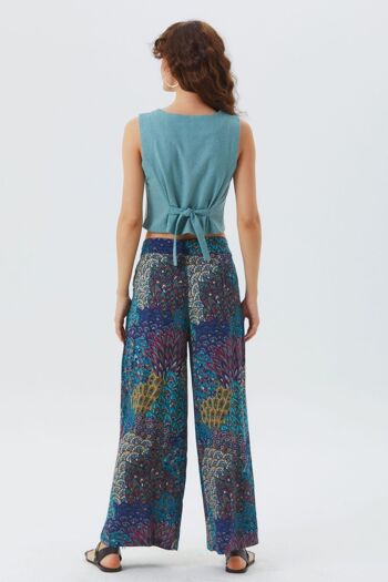 Pantalon Boho Femme Turquoise 4