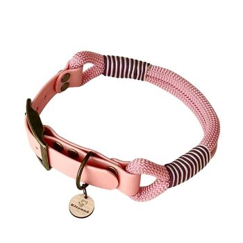 COLLIER CHIEN BI-MATIÈRE BIOTHANE ET PARACORDE ROSE