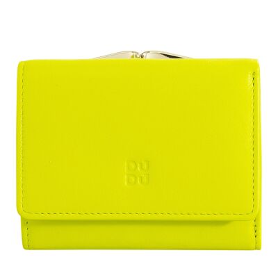 DUDU Women's leather compact wallet clic clac lime