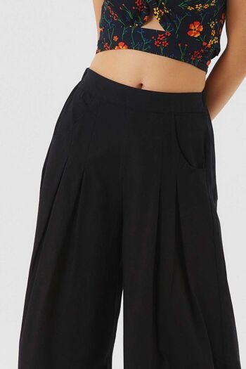 Pantalon d'été bohème en coton à taille élastique noir 5