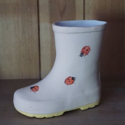 Merryfield Pottery Botanischer Gummistiefel Schreibtisch Aufgeräumt – Marienkäfer-Design