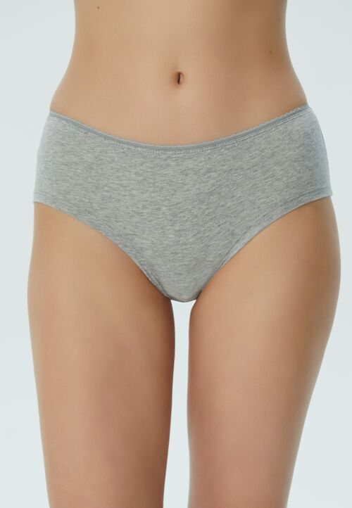 1155-03 | Ladies' pants with fine lace - grey melange